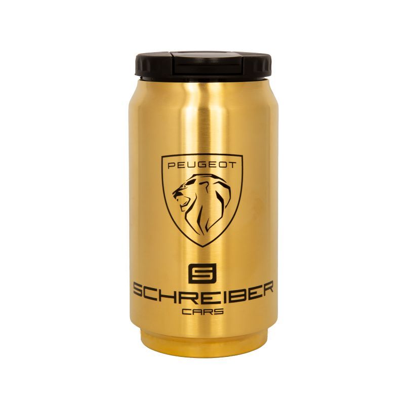 Goldener Trinkbecher mit Firmenlogo
